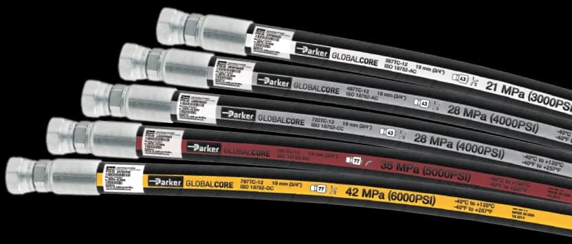 Mangueras hidráulicas Parker GlobalCore con racores y grados de presión